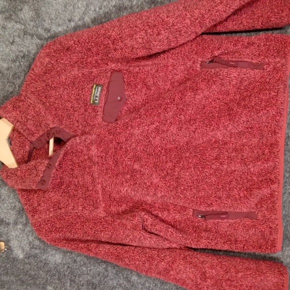 L.L. Bean Rust Pullover Fleece Vintage 4 Snap Button Closure Womens Large - Picture 2 of 6